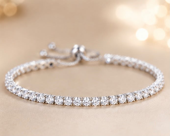 Classic Tennis Bracelet | Sparkling CZ Bracelet in Silver