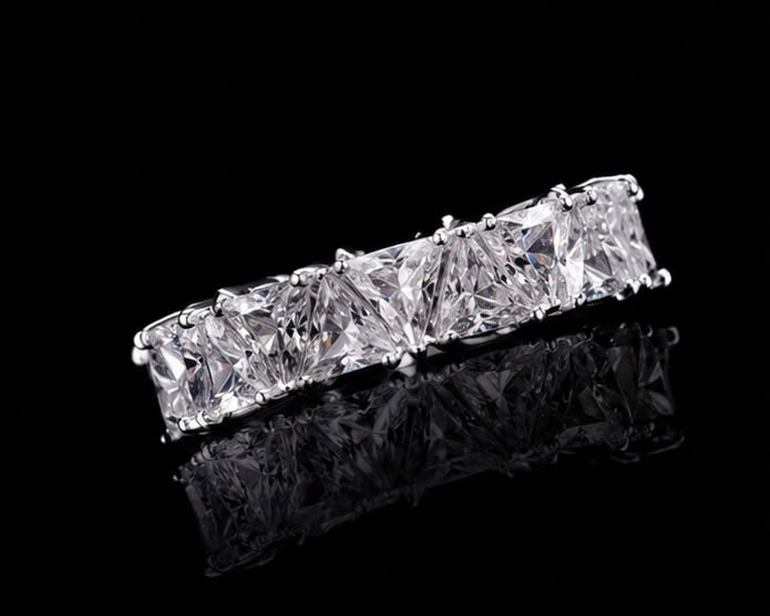 Princess-Cut Eternity Band Ring | Sparkling Silver Wedding Band