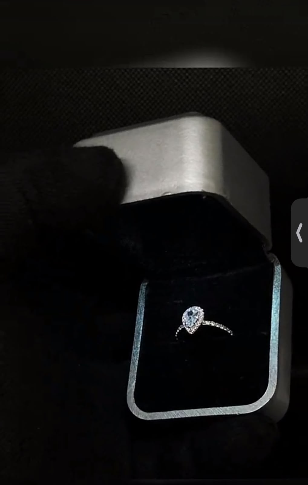 Pear-Shaped Halo Ring | Sparkling Pavé Band Engagement Ring