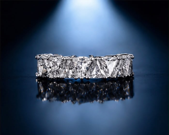 Princess-Cut Eternity Band Ring | Sparkling Silver Wedding Band