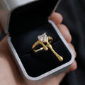 Gold Heart-Cut Solitaire Ring | Molten Drip Band Statement Ring