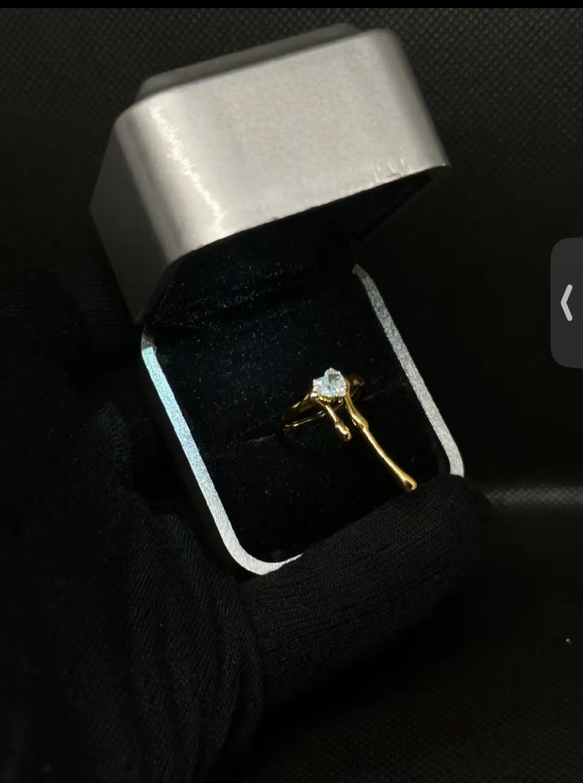 Gold Heart-Cut Solitaire Ring | Molten Drip Band Statement Ring