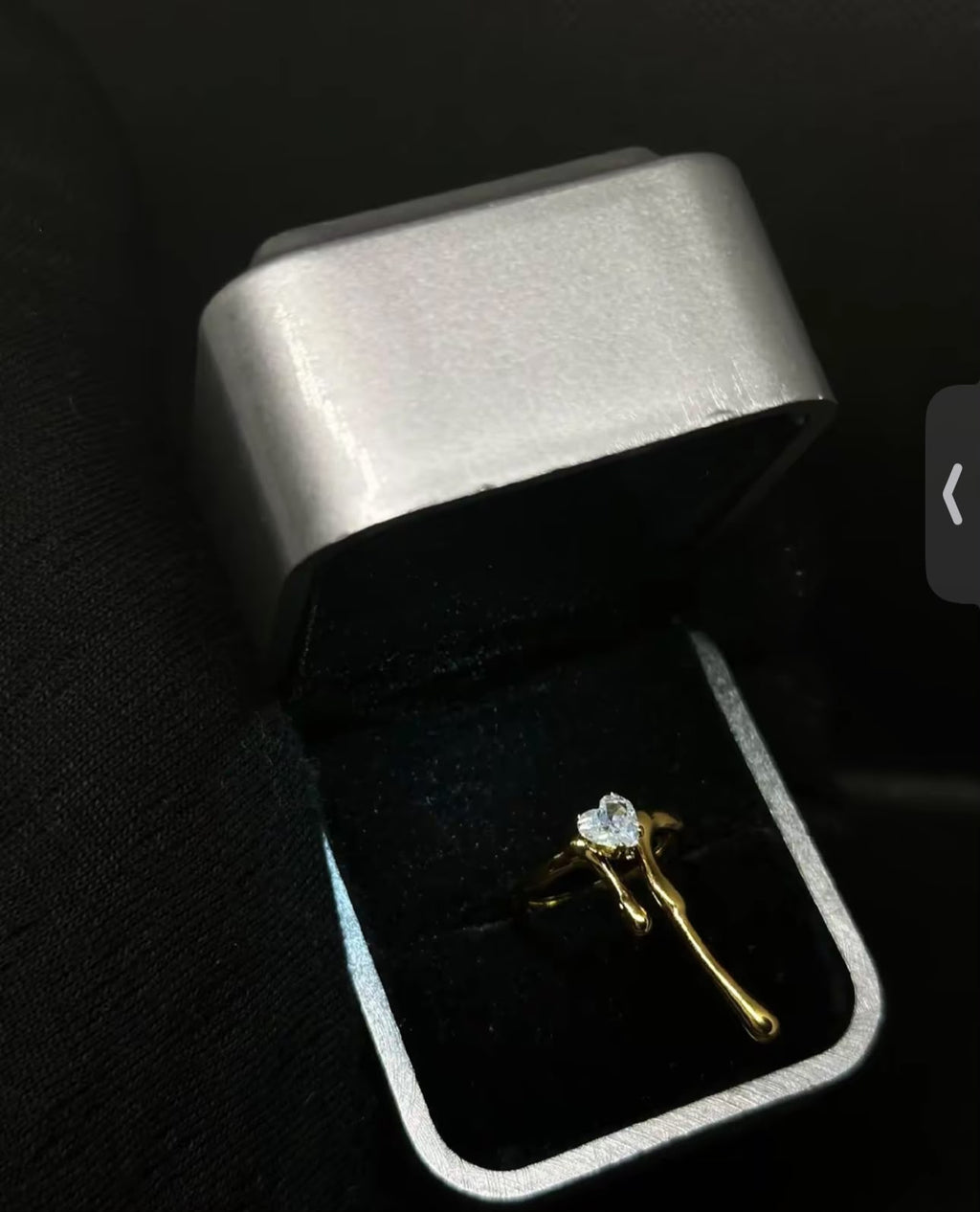 Gold Heart-Cut Solitaire Ring | Molten Drip Band Statement Ring