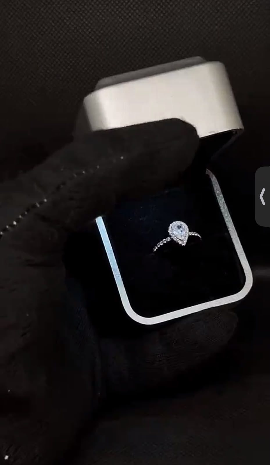 Pear-Shaped Halo Ring | Sparkling Pavé Band Engagement Ring